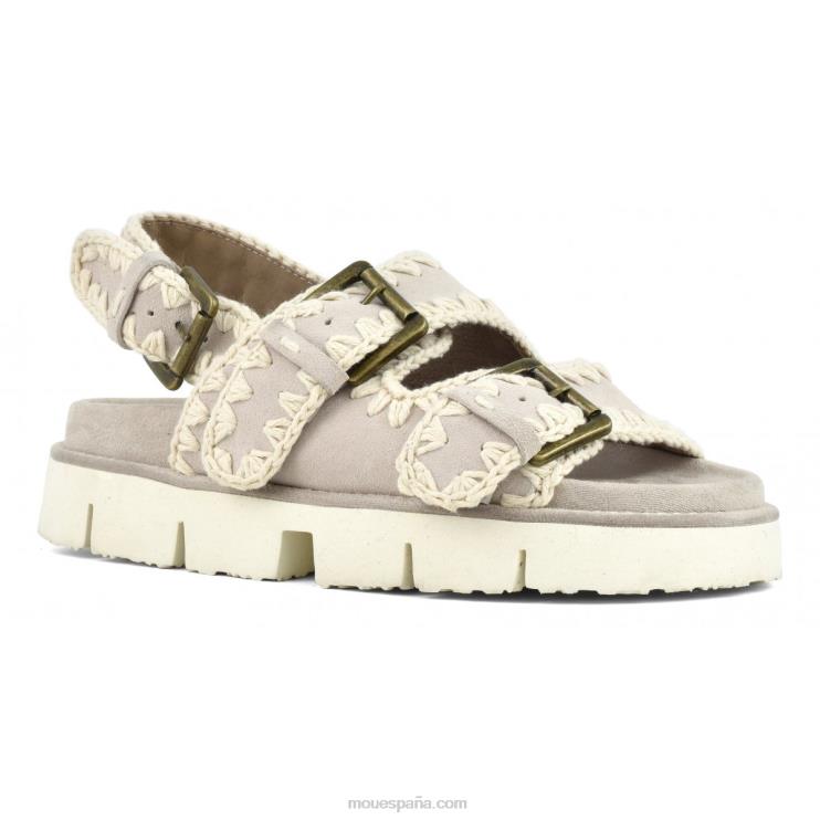 mujer nuevo bio con hebillas y correa trasera Mou NN6RX118 tiza