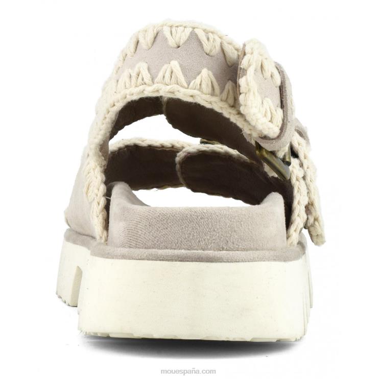 mujer nuevo bio con hebillas y correa trasera Mou NN6RX118 tiza