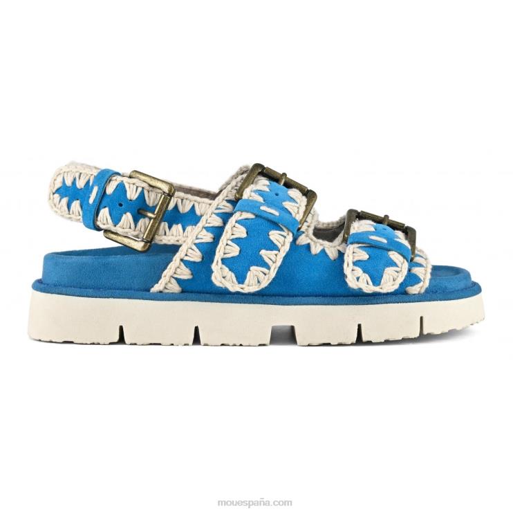 mujer nuevo bio con hebillas y correa trasera Mou NN6RX119 ante turquesa