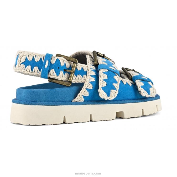 mujer nuevo bio con hebillas y correa trasera Mou NN6RX119 ante turquesa