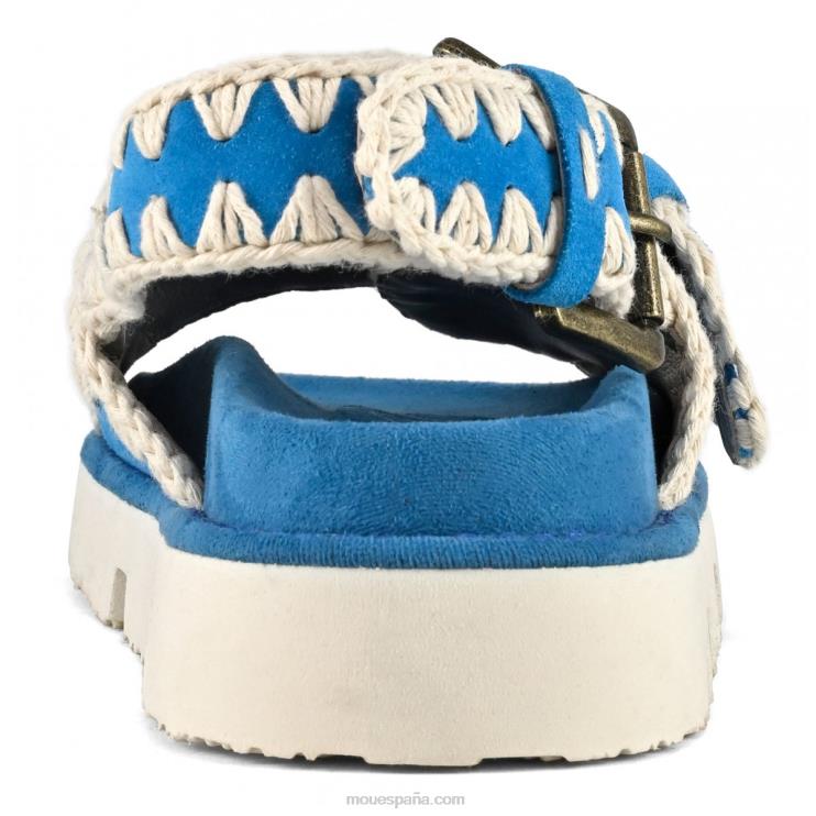 mujer nuevo bio con hebillas y correa trasera Mou NN6RX119 ante turquesa