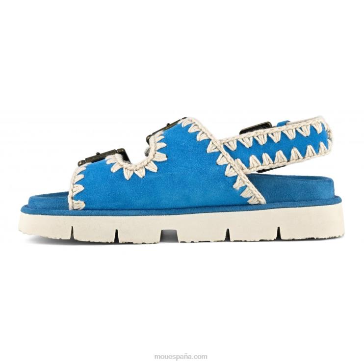 mujer nuevo bio con hebillas y correa trasera Mou NN6RX119 ante turquesa