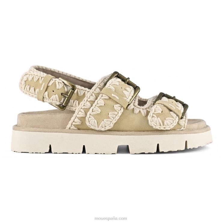 mujer nuevo bio con hebillas y correa trasera Mou NN6RX120 trigo