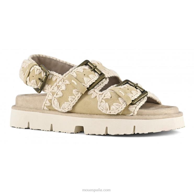 mujer nuevo bio con hebillas y correa trasera Mou NN6RX120 trigo