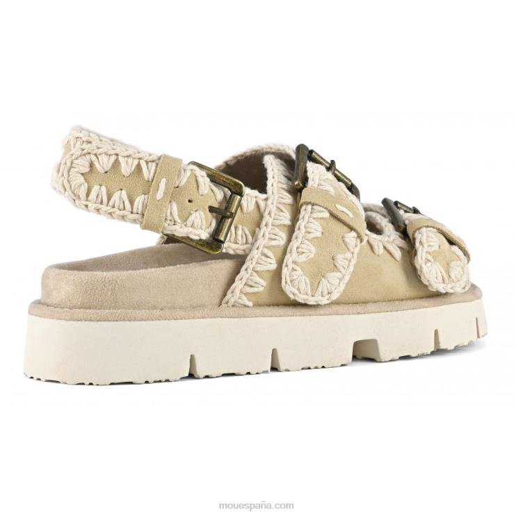 mujer nuevo bio con hebillas y correa trasera Mou NN6RX120 trigo