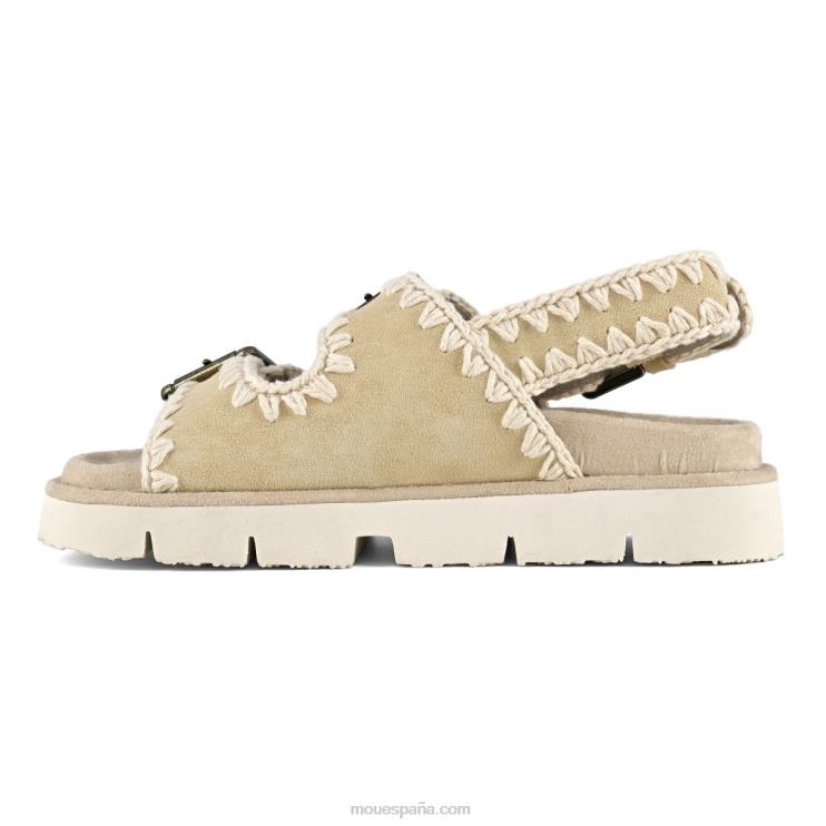 mujer nuevo bio con hebillas y correa trasera Mou NN6RX120 trigo