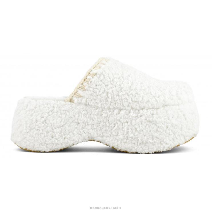 mujer plataforma gruesa de piel de sherpa Mou NN6RX141 blanco