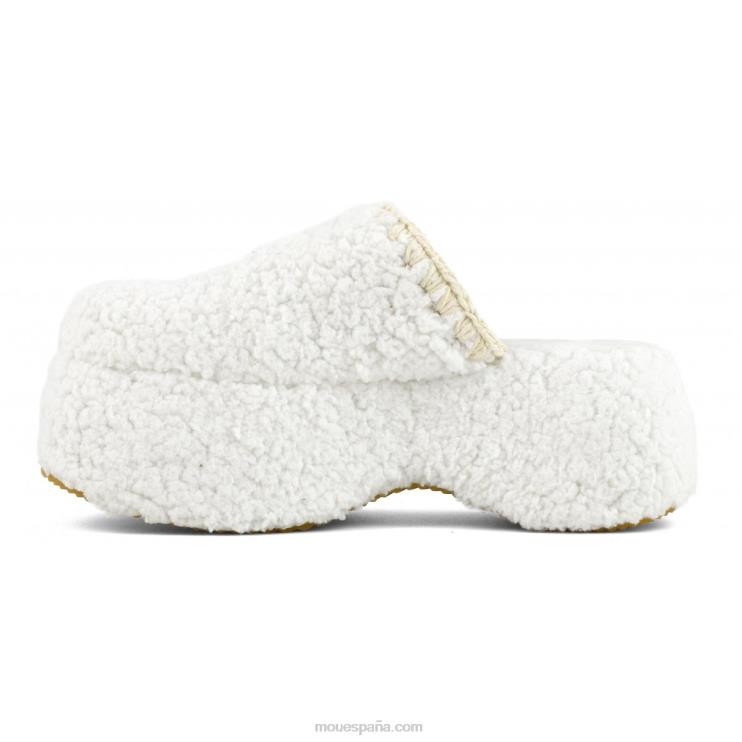 mujer plataforma gruesa de piel de sherpa Mou NN6RX141 blanco
