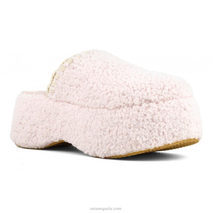 mujer plataforma gruesa de piel de sherpa Mou NN6RX142 rosa