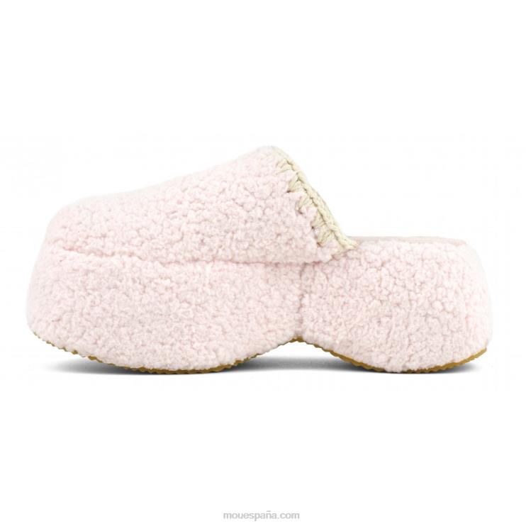 mujer plataforma gruesa de piel de sherpa Mou NN6RX142 rosa