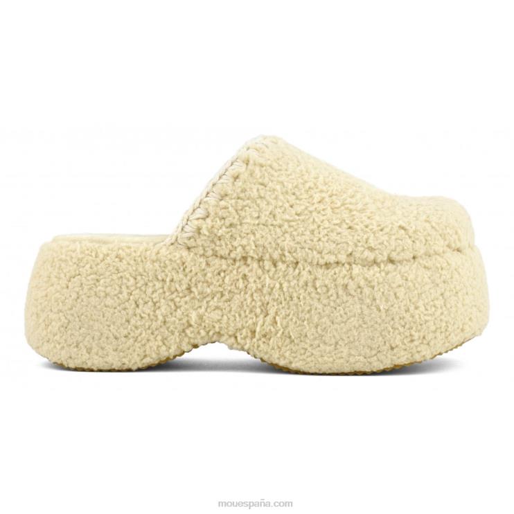 mujer plataforma gruesa de piel de sherpa Mou NN6RX143 beige