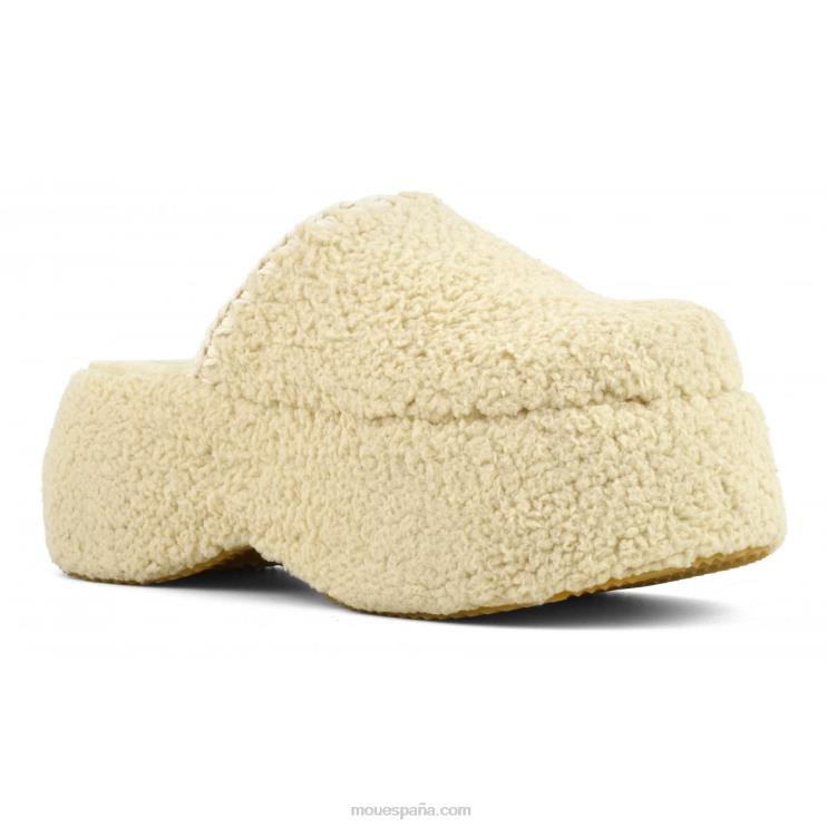 mujer plataforma gruesa de piel de sherpa Mou NN6RX143 beige