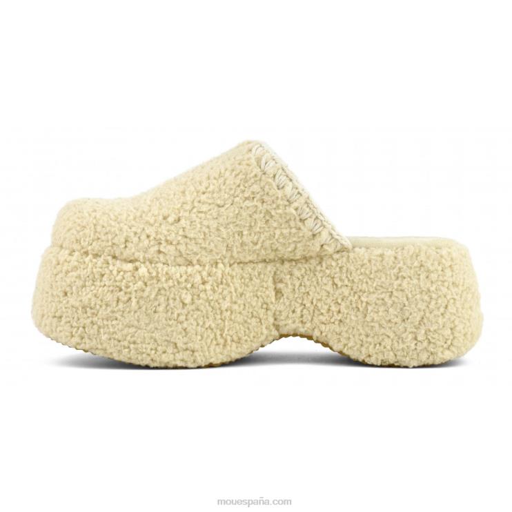 mujer plataforma gruesa de piel de sherpa Mou NN6RX143 beige