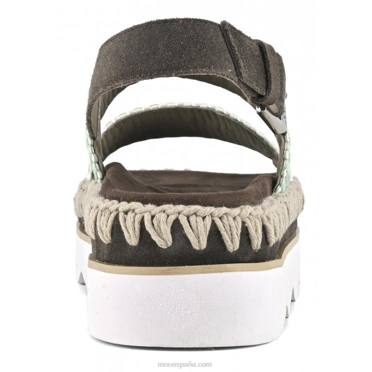 mujer sandalia bio alta eva Mou NN6RX164 rafia/gamuza multicolor