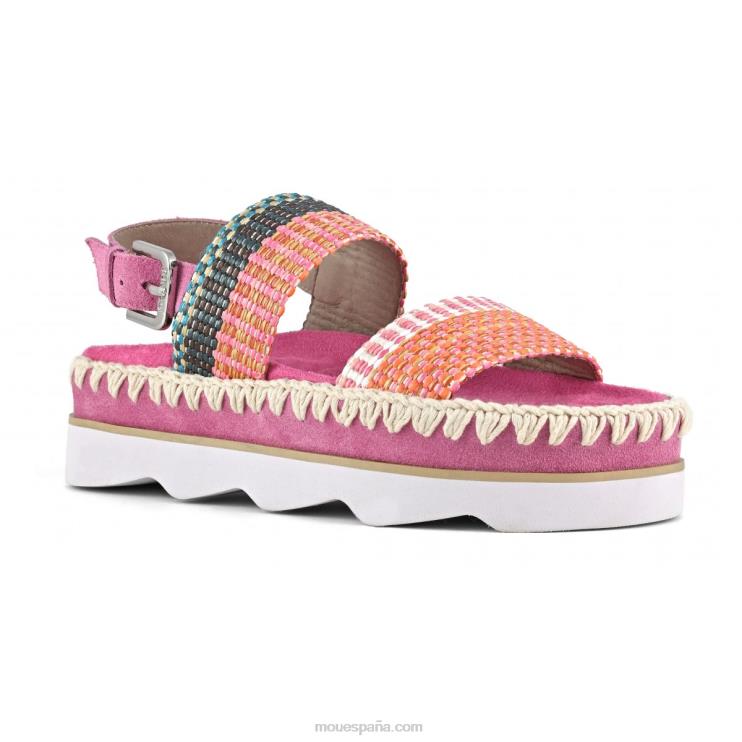 mujer sandalia bio alta eva Mou NN6RX165 rafia/gamuza multicolor