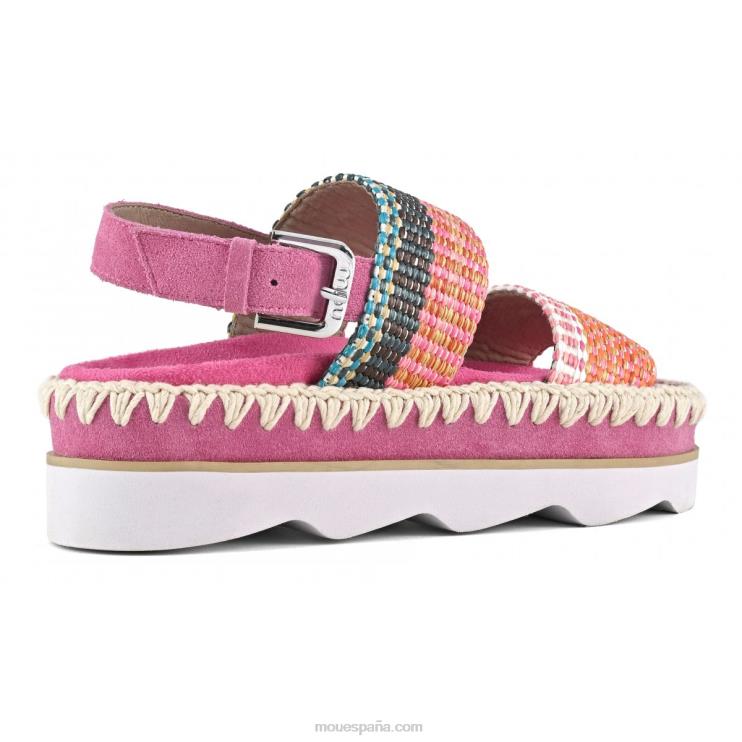 mujer sandalia bio alta eva Mou NN6RX165 rafia/gamuza multicolor