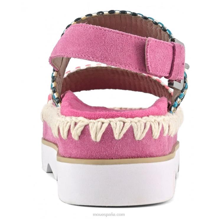 mujer sandalia bio alta eva Mou NN6RX165 rafia/gamuza multicolor