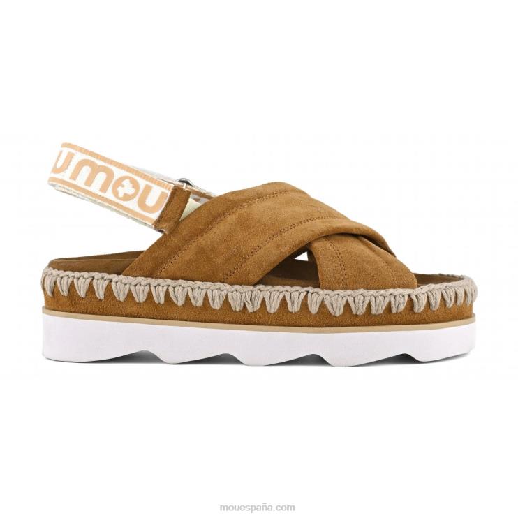 mujer sandalia bio alta eva Mou NN6RX166 coñac