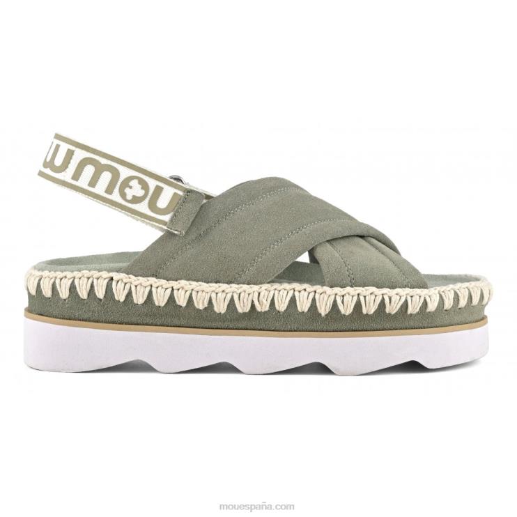 mujer sandalia bio alta eva Mou NN6RX167 salvia de verano