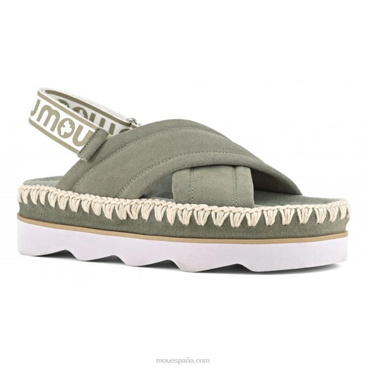 mujer sandalia bio alta eva Mou NN6RX167 salvia de verano