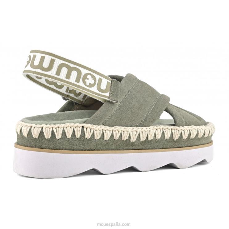 mujer sandalia bio alta eva Mou NN6RX167 salvia de verano