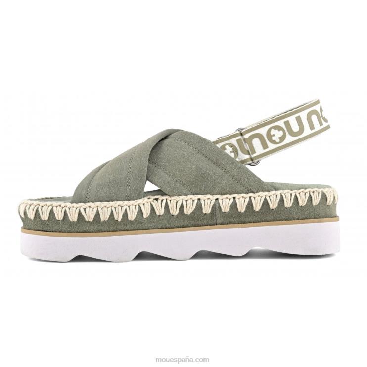 mujer sandalia bio alta eva Mou NN6RX167 salvia de verano