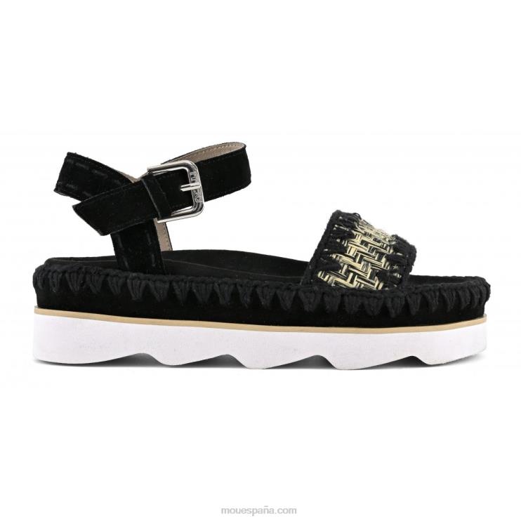 mujer sandalia bio alta eva Mou NN6RX169 negro