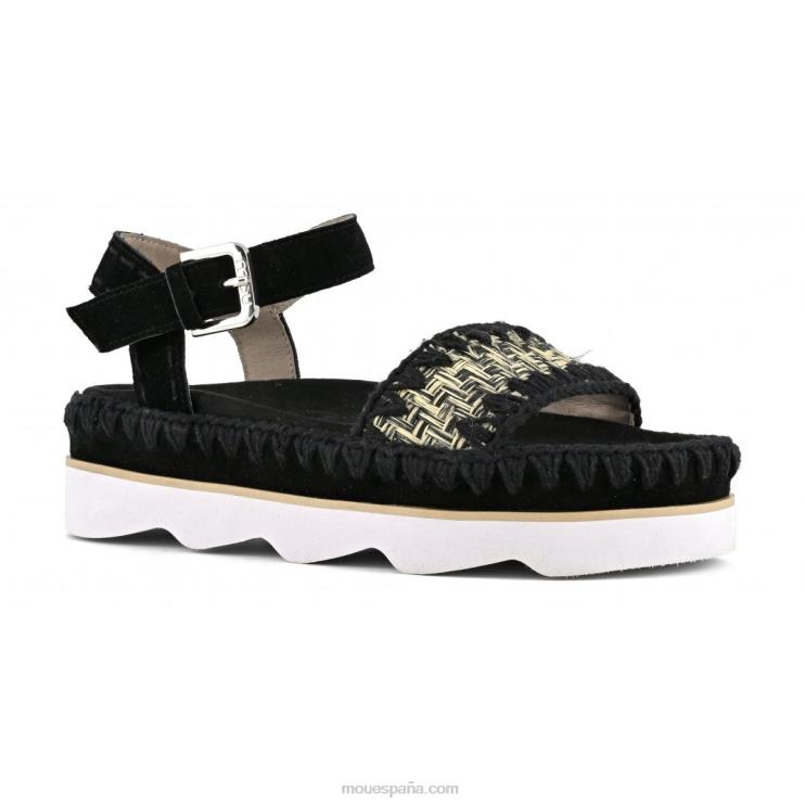 mujer sandalia bio alta eva Mou NN6RX169 negro