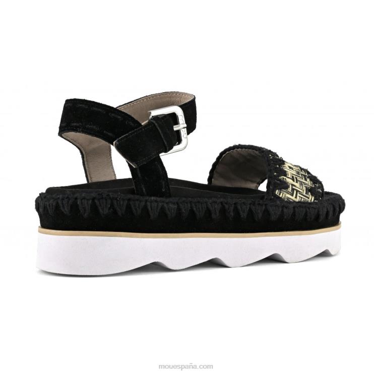 mujer sandalia bio alta eva Mou NN6RX169 negro