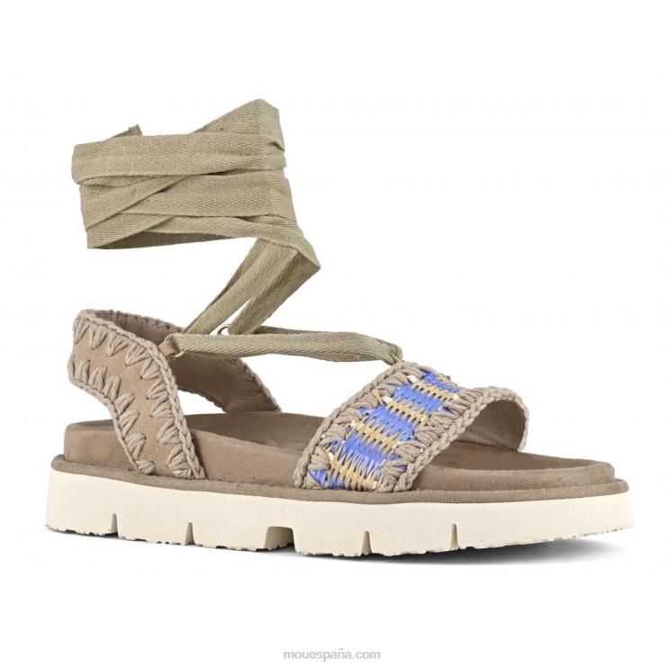 mujer sandalia bio con cordones Mou NN6RX163 mezcla azul