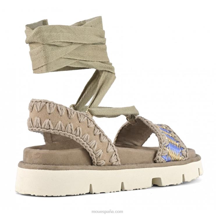 mujer sandalia bio con cordones Mou NN6RX163 mezcla azul