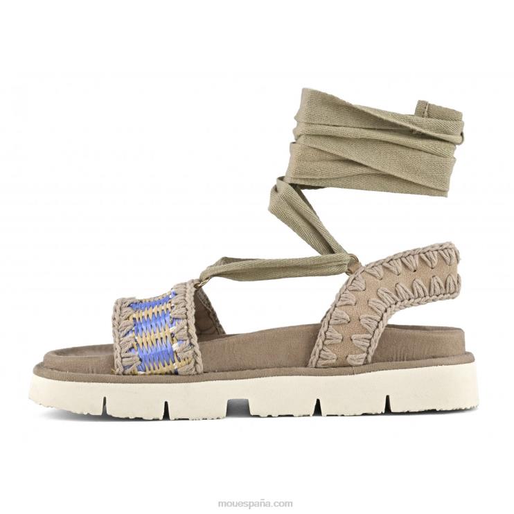 mujer sandalia bio con cordones Mou NN6RX163 mezcla azul