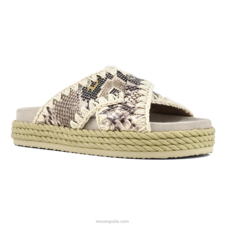 mujer sandalia bio de cuerda entrecruzada Mou NN6RX132 serpiente de roca