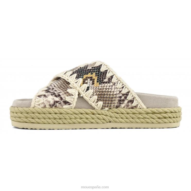 mujer sandalia bio de cuerda entrecruzada Mou NN6RX132 serpiente de roca