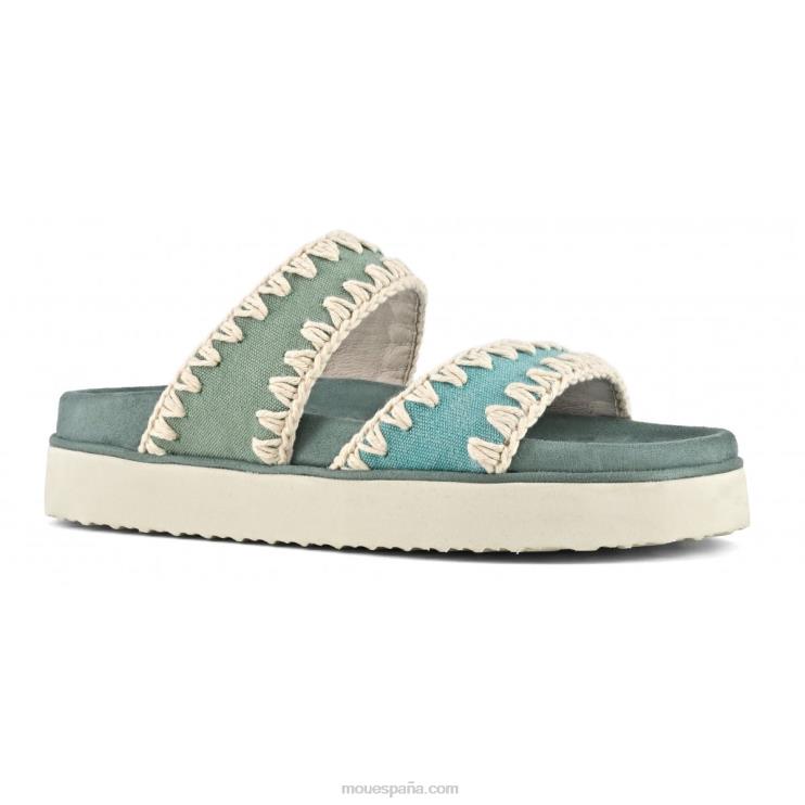 mujer sandalia bio dos correas Mou NN6RX179 mezcla verde