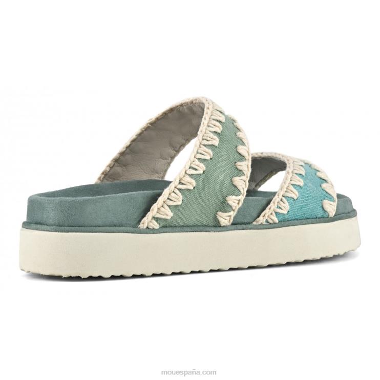 mujer sandalia bio dos correas Mou NN6RX179 mezcla verde