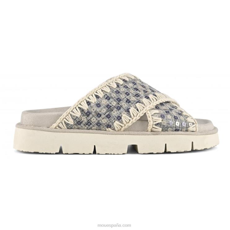 mujer sandalia bio entrecruzada denim y lentejuelas Mou NN6RX150 marina