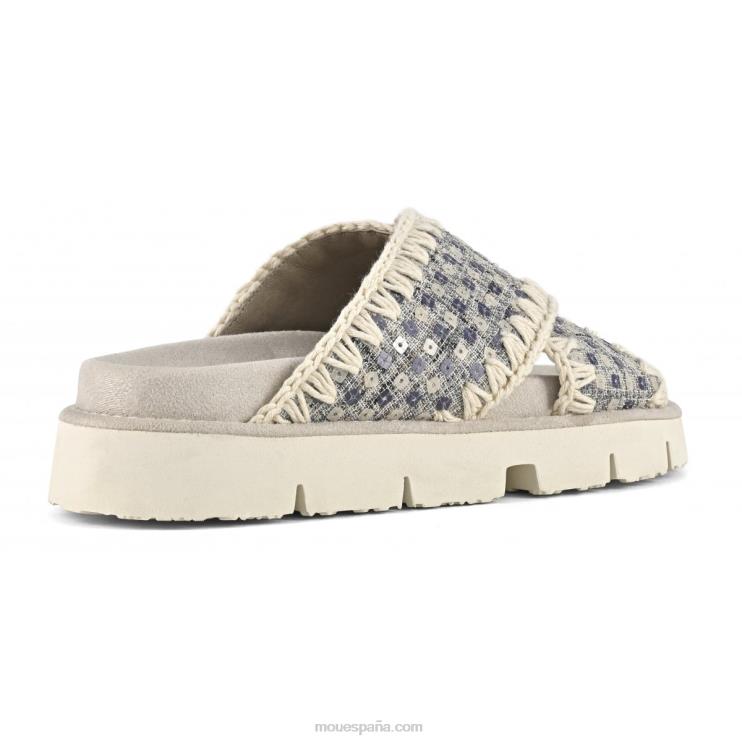 mujer sandalia bio entrecruzada denim y lentejuelas Mou NN6RX150 marina