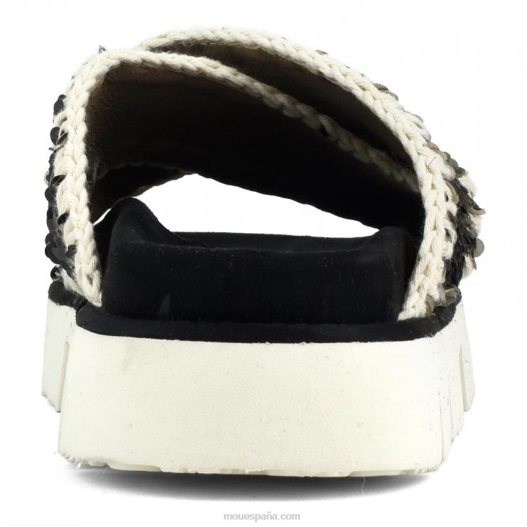 mujer sandalia bio entrecruzadas lisa Mou NN6RX152 lentejuelas negro