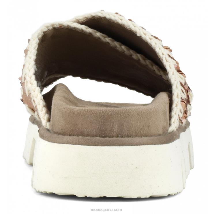 mujer sandalia bio entrecruzadas lisa Mou NN6RX153 lentejuelas oro rosa - logo oro