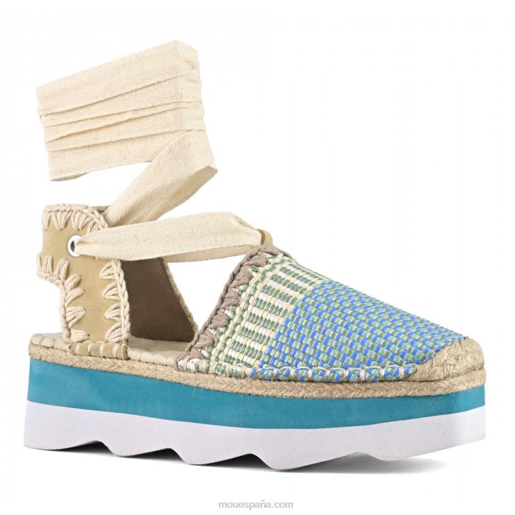 mujer sandalia espa Mou NN6RX175 rafia/gamuza multicolor