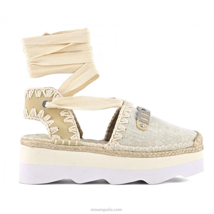 mujer sandalia espa con logo Mou NN6RX177 crudo