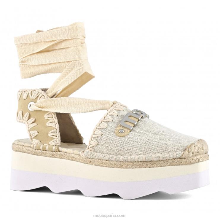 mujer sandalia espa con logo Mou NN6RX177 crudo