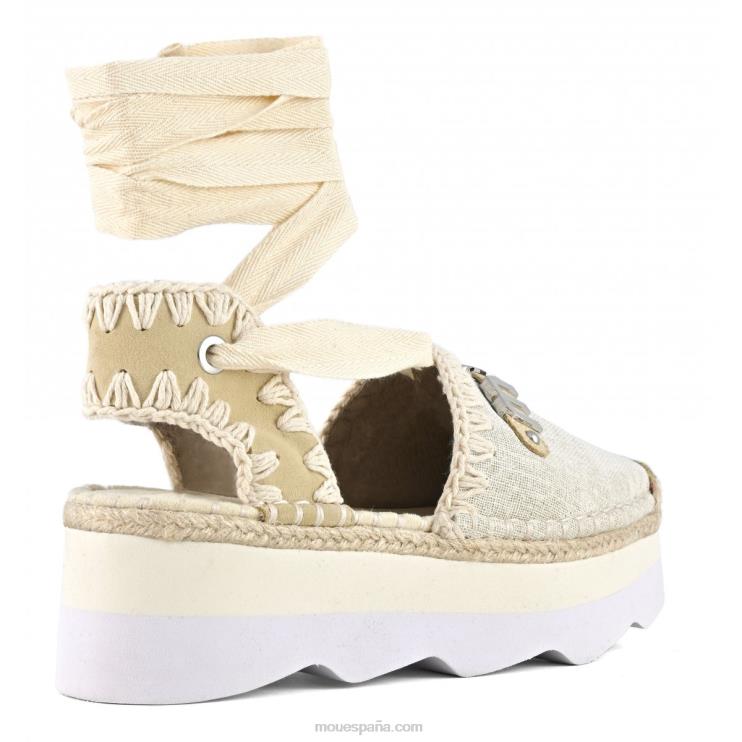 mujer sandalia espa con logo Mou NN6RX177 crudo