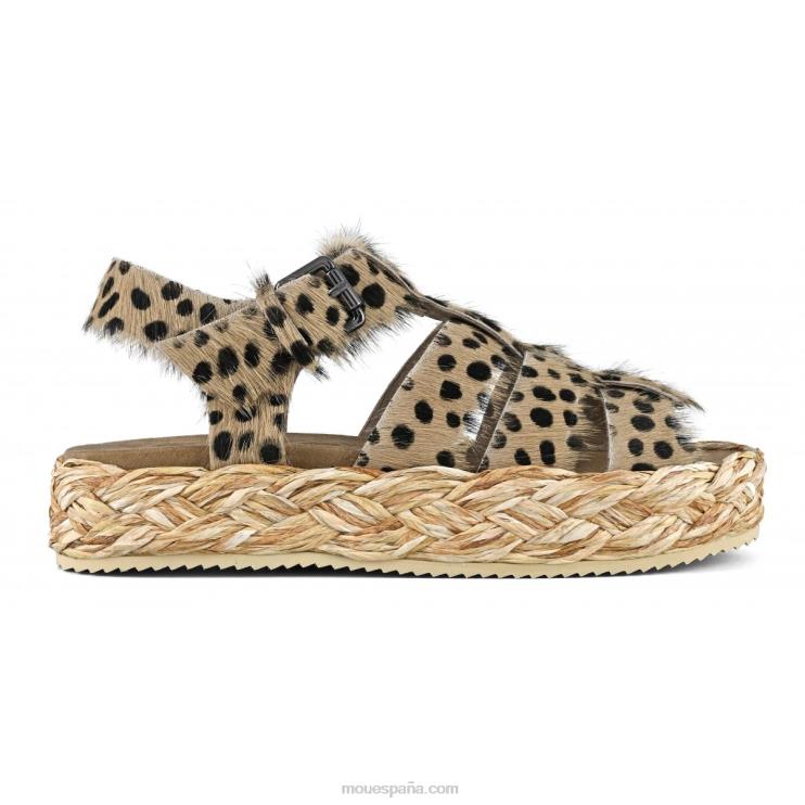 mujer sandalia trenza rafia Mou NN6RX125 guepardo de pelo largo