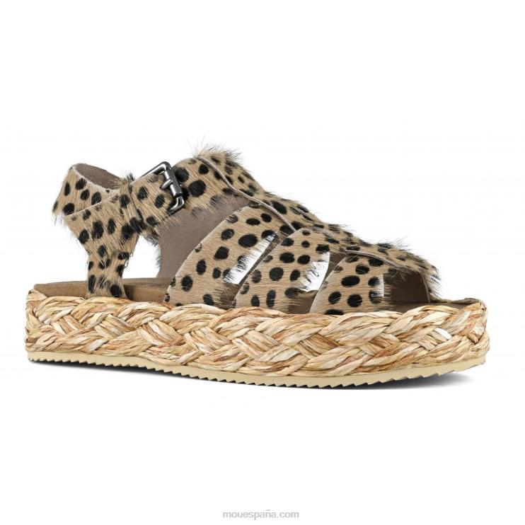 mujer sandalia trenza rafia Mou NN6RX125 guepardo de pelo largo