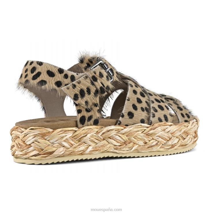 mujer sandalia trenza rafia Mou NN6RX125 guepardo de pelo largo