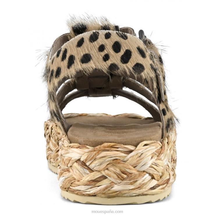 mujer sandalia trenza rafia Mou NN6RX125 guepardo de pelo largo