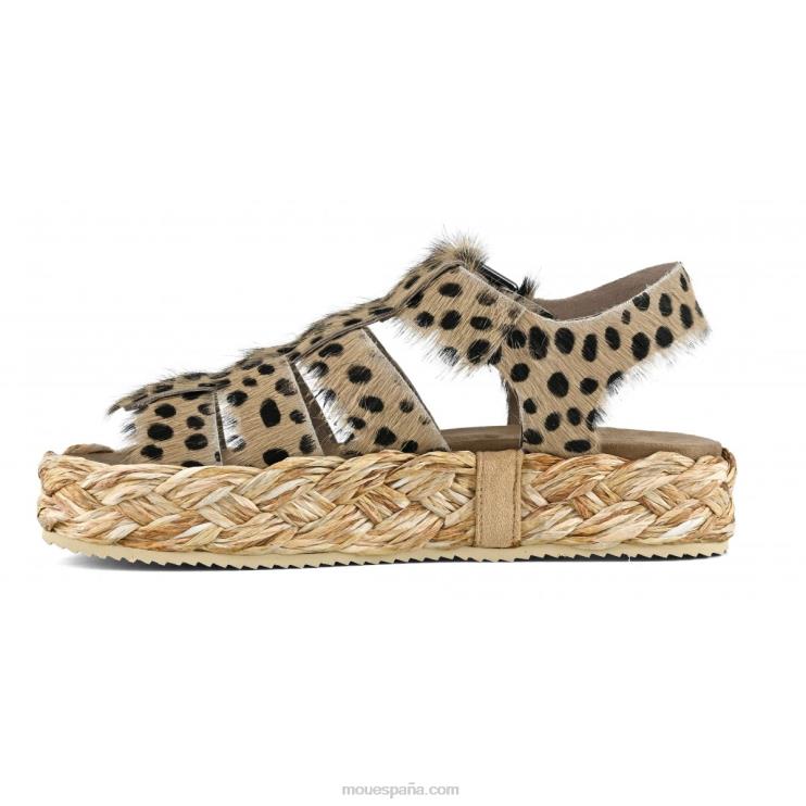 mujer sandalia trenza rafia Mou NN6RX125 guepardo de pelo largo