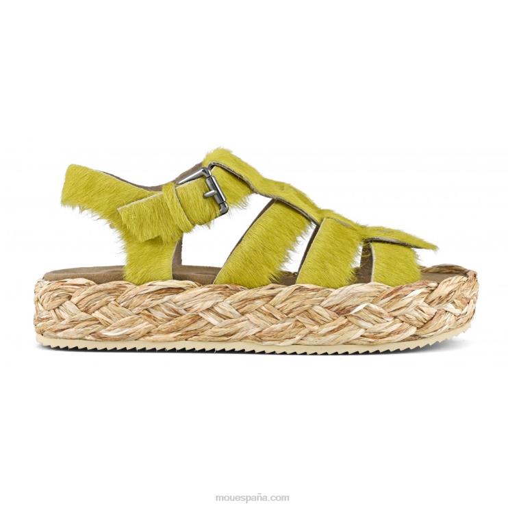 mujer sandalia trenza rafia Mou NN6RX126 poni de pelo largo lima
